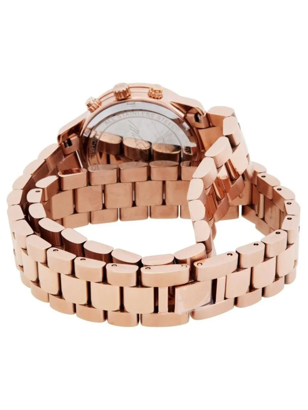 NWT Michael Kors Runway Chronograph Quartz Rose Gold Dial Ladies Watch